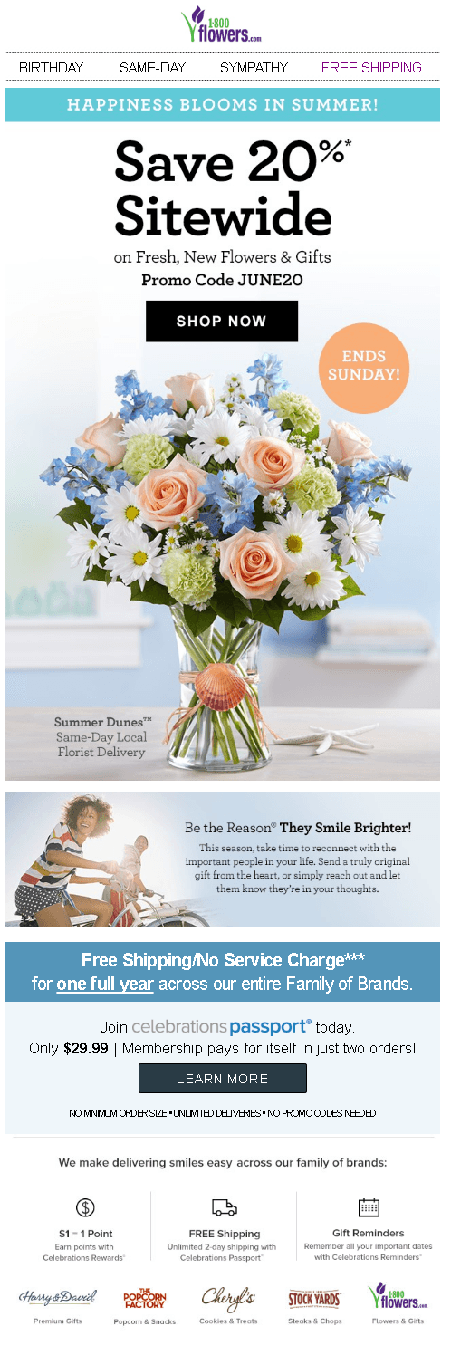 1-800-Flowers.com re-engagement email example