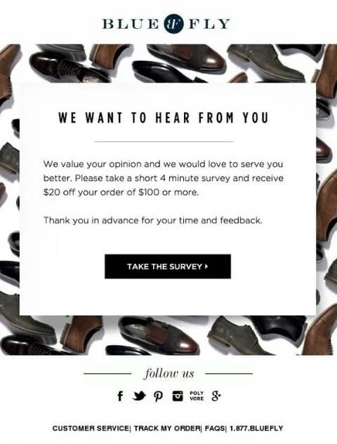 Bluefly survey invitation email example