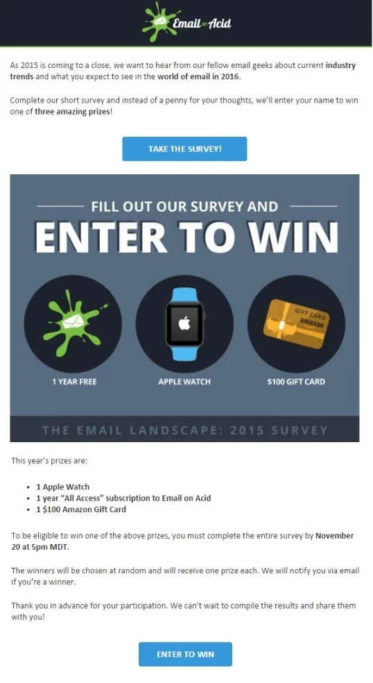 Email on Acid survey invitation email example